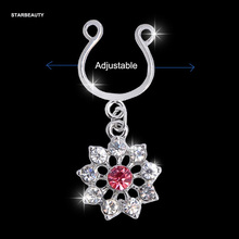 Piercing de cristal rosa brillante para pezón de adulto, Clip Sexy sin perforar para el cuerpo, ajustable, 1 par 2024 - compra barato