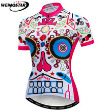 Weimostar Велоспорт Джерси женские велосипедные Джерси 2018 шоссейный горный велосипед одежда череп женская уличная спортивная одежда Майо гоночный Топ 2024 - купить недорого