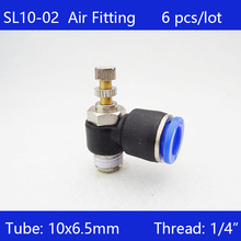 High quality 6Pcs SL10-02 10mm Push In to Connect Fitting 1/4" Thread Pneumatic Speed Controller 2024 - buy cheap