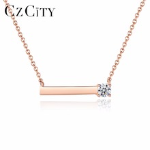 Czcity-colar de prata esterlina genuína, zircônia cúbica, simples, banhado a ouro rosa, joia feminina, faça você mesmo 2024 - compre barato