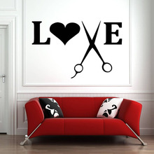 Hair Salon Wall Decal Quote Scissors Wall Window Decals Art Barber Shop Wall Stickers Heart Beauty Salon Pattern Removable B232 2024 - buy cheap