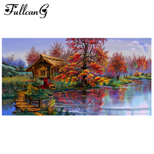 FULLCANG full square/round drill diy diamond painting "autumn landscape house" 5d embroidery rhinestone cross stitch kits FC160 2024 - buy cheap