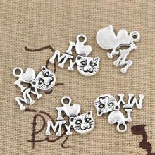 15pcs Charms I Love My Cat 17x14mm Antique Making Pendant fit,Vintage Tibetan Bronze Silver color,DIY Handmade Jewelry 2024 - buy cheap