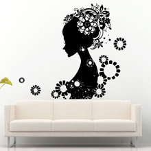 Hair Salon Spa Woman Girl Flowers Wall Stickers for Living Room Home Decor Vinyl Wallpaper Decals Barbershop Art Sticker L405 2024 - buy cheap