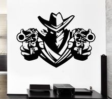 Removable Wall Decal Cowboy Bandit Revolver Pistols Weapons Shawl Vinyl Decal Home Decor Art Vinyl Wall Mural Paper A-26 2024 - buy cheap