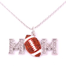 New Arrival zinc studded with crystal MOM FOOTBALL  jewellery charm  necklace link  chain 2024 - buy cheap