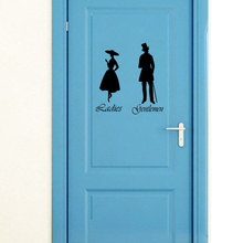 Senhores e senhoras wc wc porta do banheiro sinal de vinil adesivos de parede decoração de casa decalques de parede casa decoração cartaz 18cm x 22cm 2024 - compre barato