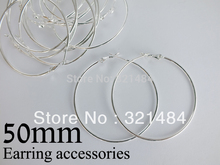 Bulk 500pc/lot silver plated 50mm french circle hooks earring backs hoop earring findings for jewelry making supplies 2024 - buy cheap