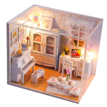 Cute DIY Wooden Dollhouse Miniature Apartment Room House Model LED Light Furniture Kits Birthday Wedding Gifts 2024 - buy cheap