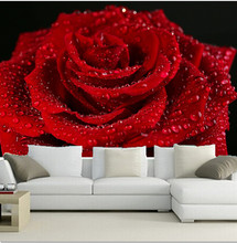 Custom 3D murals,Beautiful romantic red roses,beads  papel de parede,living room sofa TV bedroom background wallpaper 2024 - buy cheap