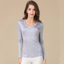 Summer Women 100% Real Silk Full Sleeve T-shirt Casual Knitted Shirts Comfortable Breathable Loose T-shirts Women Tops Tees 2024 - buy cheap