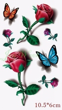 Водонепроницаемые временные тату-наклейки на тело сексуальные 3D розы тату цветок тату наклейки флэш-тату поддельные татуировки для девушек и женщин 2024 - купить недорого