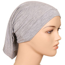 Lenço de algodão hijab feminino, lenço de cabeça da moda, lenço embaixo de algodão, capa de pescoço, cor sólida, cachecol muçulmano, atacado 2024 - compre barato