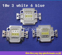 5pcs Square Actinic Hybrid  10W 6 Cool White 6500K+ 3 Royal Blue 445-455nm High Power LED Light Bulb 2024 - купить недорого