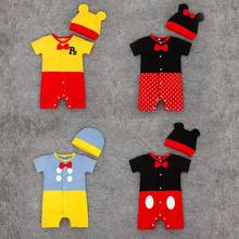 Newborn baby cotton rompers 2pcs baby jumpsuits carton 2pc/set toddler clothes romper with hat 0-24M baby costume bebe roupas 2024 - buy cheap