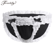 Sexy Gay Jockstraps Panties Mens Lingerie Sissy Maid Floral Ruffle Lace Soft Bikini Briefs Sissy Underwear Underpants 2024 - buy cheap