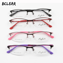 Bclear-óculos feminino, armação de óculos com armação transparente em liga metade de aro, 4 cores, 2018 2024 - compre barato