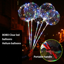 Balão led luminoso hélio 20 20 20 pol., balões luminosos transparentes para decoração de casamento, festa de aniversário com haste manual 2024 - compre barato