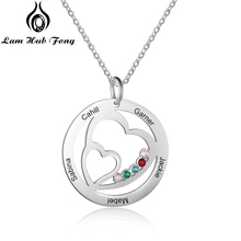 Personalized 5 Names Engraved Heart Necklaces for Women Customized Cubic Zirconia Pendant Necklace Family Gift  (Lam Hub Fong) 2024 - buy cheap