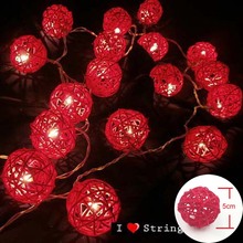 Thailand 10m 38 Rattan Balls Red Sepak Takraw LED String Lights Garlands For Hotel Fence Bar Wedding Christmas Party Decorations 2024 - buy cheap