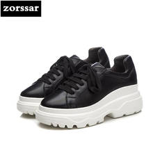 {Zorssar} 2018 New Genuine cow Leather Flats platform Women shoes Casual flat shoes Female sneakers shoes Student Sport Shoes 2024 - buy cheap