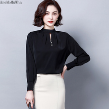 AreMoMuWha Fashion Chiffon Shirt Women's Long Sleeve 2019 Spring New Korean Stand Collar Solid Color Shirt Ocean Small Shirt 220 2024 - buy cheap