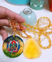 2PCS TOP Buddhist ornaments pocket travel efficacious talisman Green Tara Yellow Jambhala Buddha Crystal Mantra Pendant Amulet 2024 - buy cheap