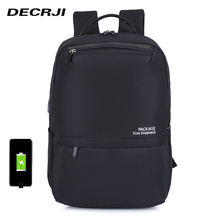 Повседневный Рюкзак DECRJI с USB-зарядкой, школьный ранец для подростков, водонепроницаемый дорожный рюкзак унисекс для ноутбука черного цвета для женщин и мужчин 2024 - купить недорого
