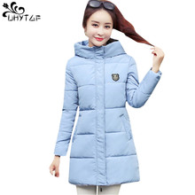 Uhytgf casacos femininos de inverno, jaquetas quentes de algodão com capuz casuais, finas, tamanho grande, 408 2024 - compre barato