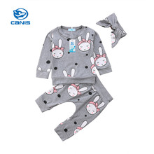 2019 Spring Autumn Newborn Baby Boys Girls Clothes Cartoon Rabbit Print Sweatshirt Tops Pants Trousers Infant Pajamas Outfit Set 2024 - buy cheap