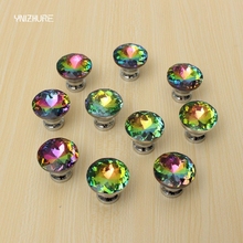 Original quality 30mm 10pcs Door Knobs Crystal Diamond Glass Shape Colorful Drawer Cupboard Wardrobe Cabinet Furniture Handle 2024 - buy cheap
