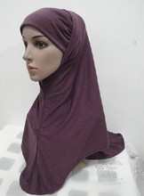 H1027 lisa duas peças muçulmano hijab, lisa de algodão duas peças hijab 2024 - compre barato
