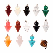 Péndulo de cristal para sanación de Reiki, Péndulo de punta de espiga, amuletos geométricos, piedras multicolor encantadoras, 12 piezas 2024 - compra barato