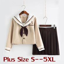 Conjunto escolar feminino jk, uniforme japonês, estilo escolar, plus size, saia curta, plissada, linha a, 5xl 2024 - compre barato