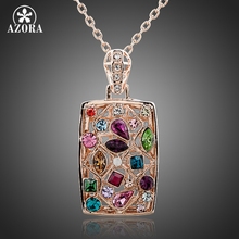 AZORA Gorgeous Rose Gold Color Multicolour Stellux Austrian Crystal Jewelry Pendant Necklace TN0083 2024 - buy cheap