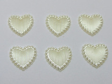 100 Ivory Acrylic Half Pearl Heart Flatback Beads 16mm No Hole Ribbon Pattern 2024 - buy cheap