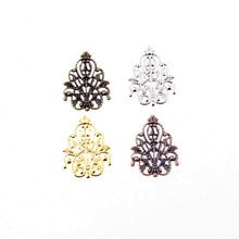Free shipping 30Pcs Filigree Wraps Flower Connectors Metal Crafts Gift Decoration DIY Findings 26x35mm 2024 - buy cheap