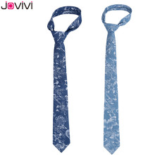 Jovivi 1pc Fashion Mens Floral Denim Ties Novelty Skinny Casual Cotton Neckties for Business Casual Shirt Tie Father's Day Gift 2024 - buy cheap