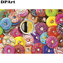 Алмазная живопись, квадратная/круглая вышивка с изображением вкусных пончиков, алмазная 3D вышивка, Набор для вышивки крестиком, мозаика Стразы M006 2024 - купить недорого