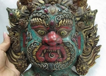 Тибетский буддизм деревянная инкрустация бирюзовый коралловый Рубин берилл багкала Будда маска на голову 2024 - купить недорого