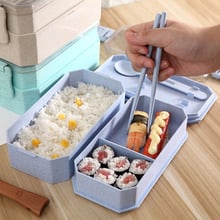 Children Wheat Straw Tableware Double Layer Food Container With Spoon Chopsticks Baby Feeding Dishes Newborn Bowls MBG0409 2024 - buy cheap