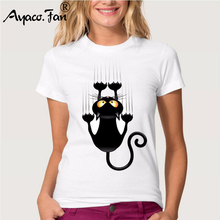 Cute Black Cat Print Women T-Shirts 2019 Summer New O-Neck Short Sleeve T-Shirt for Girls Female Lady Casual Tops Tees Plus Size 2024 - buy cheap