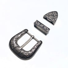 38mm vintage carve pattern beautiful metal women men DIY leather craft belt buckle set antique silver color 3pcs parts/set 2024 - buy cheap