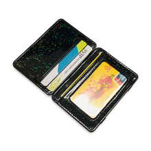 Nova moda brilhante couro mágico carteira para as mulheres titular do cartão de crédito mini senhoras dinheiro clipe de dinheiro pequena bolsa masculina 2024 - compre barato
