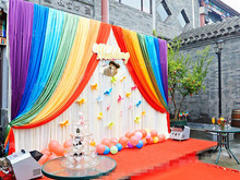 hot sale  Ice Silk cloth baby kids shower party decor birthday  Backdrop Curtain  Rainbow Wedding string Backdrop Curtain 2024 - buy cheap