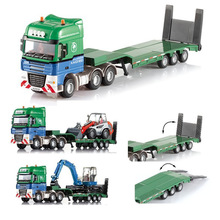 2 Pcs/Set 1:55 Flatbed Trailers Truck with Bulldozer Alloy Metal Model Car Toy Collection Gift Toys For Kids Children Wholesale 2024 - buy cheap
