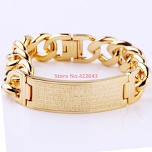 New Arrival 316L Stainless Steel Bible Cross ID Bracelets Men Women's Jewelry Gold  color  Cowboy Curb Bangle,Top Quality 2024 - buy cheap
