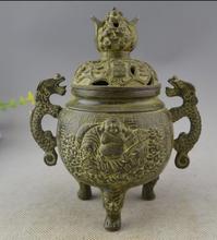 Rare Chinese Buddhist bronze ornaments dragon Buddha incense incense burner binaural Brass Handicrafts 2024 - buy cheap