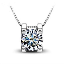 TJP Fashion Silver 925 Necklace For Women Jewelry Charm Crystal Square Girl Pendants Necklace Lady Accessories Female Trendy 2024 - buy cheap