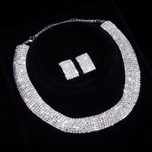 Conjunto de joias femininas banhada a prata, acessório de joia para casamento 2024 - compre barato